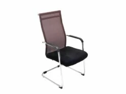 Chaise Pour Visiteur Fauteuil De Bureau Avec Accoudoirs Marron Pieds Chromé BUR10150