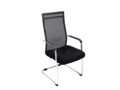 Chaise Pour Visiteur Fauteuil De Bureau Avec Accoudoirs Noir Pieds Chromé BUR10144