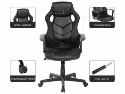 Fauteuil De Jeu Fauteuil De Bureau Exécutif En Cuir Synthétique Noir -mobilier de bureau Shop siege de bureau 12523491