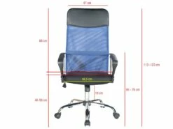 Chaise De Bureau Noir Bleu Tissu Respirant Pu 113 /123x57,5x58,5 -mobilier de bureau Shop siege de bureau 12523501