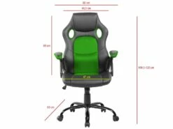 Chaise De Bureau Fauteuil Gamer Noir Vert Simili-cuir 120x66x63 -mobilier de bureau Shop siege de bureau 12523537