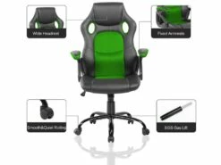 Chaise De Bureau Fauteuil Gamer Noir Vert Simili-cuir 120x66x63 -mobilier de bureau Shop siege de bureau 12523539