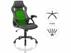 Chaise De Bureau Fauteuil Gamer Noir Vert Simili-cuir 120x66x63 -mobilier de bureau Shop siege de bureau 12523541