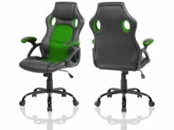 Chaise De Bureau Fauteuil Gamer Noir Vert Simili-cuir 120x66x63 -mobilier de bureau Shop siege de bureau 12523545