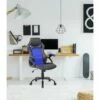 Fauteuil Gamer Siège Noir Bleu Nylon Simili-cuir 120x66x63