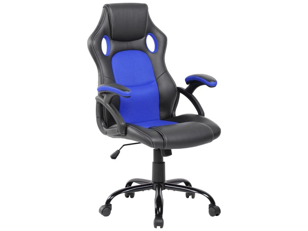 Fauteuil Gamer Siège Noir Bleu Nylon Simili-cuir 120x66x63 2 Fauteuil Gamer Siège Noir Bleu Nylon Simili-cuir 120x66x63 – Image 2