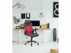 Chaise De Bureau Gaming Siège Noir Rouge Simili-cuir 120x66x63