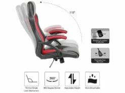 Chaise De Bureau Gaming Siège Noir Rouge Simili-cuir 120x66x63 16 Chaise De Bureau Gaming Siège Noir Rouge Simili-cuir 120x66x63 -mobilier de bureau Shop siege de bureau 12523643