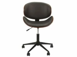 ROKIA - Chaise De Bureau Simili Noir Marbré Et Contreplaqué Marron 7 ROKIA - Chaise De Bureau Simili Noir Marbré Et Contreplaqué Marron -mobilier de bureau Shop siege de bureau 12556221