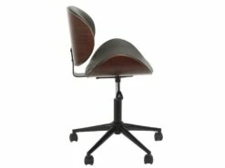 ROKIA - Chaise De Bureau Simili Noir Marbré Et Contreplaqué Marron 8 ROKIA - Chaise De Bureau Simili Noir Marbré Et Contreplaqué Marron -mobilier de bureau Shop siege de bureau 12556223