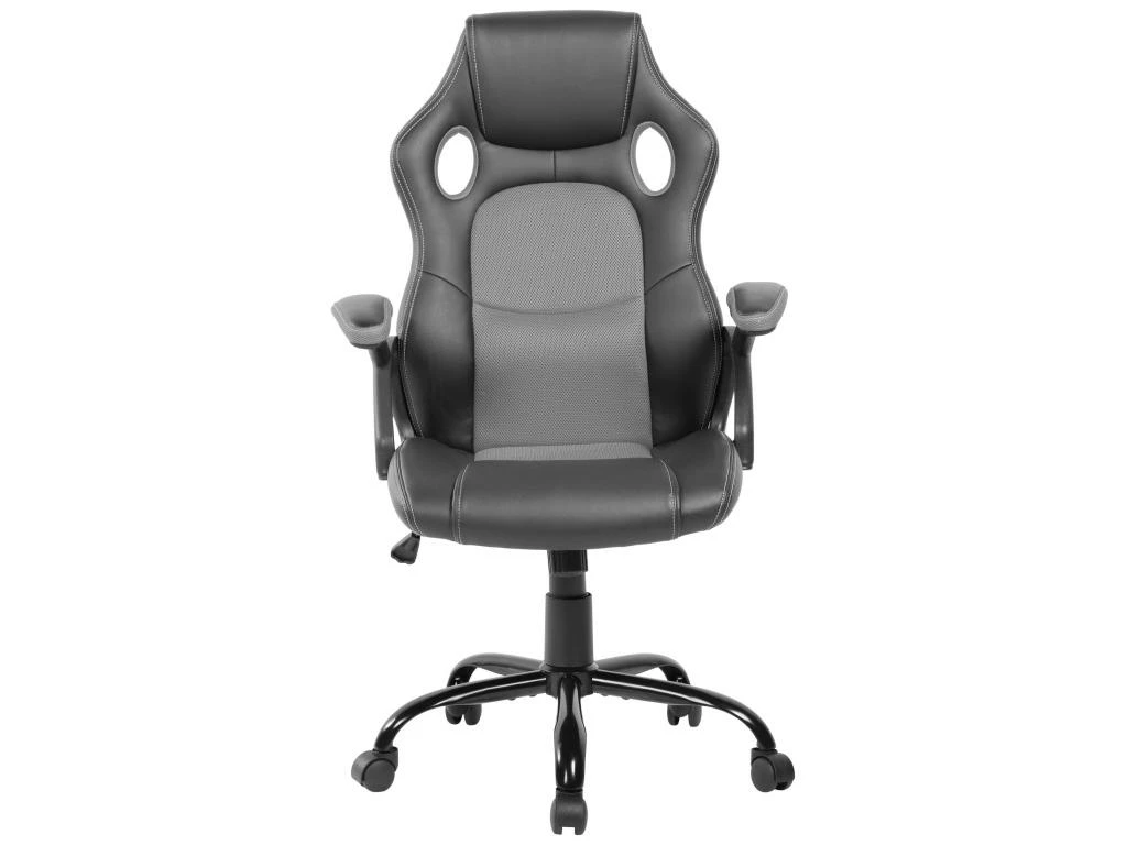 Siège De Direction Chaise Bureau Noir Gris Simili-cuir 120x66x63 2 Siège De Direction Chaise Bureau Noir Gris Simili-cuir 120x66x63 – Image 2