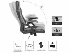 Siège De Direction Chaise Bureau Noir Gris Simili-cuir 120x66x63 12 Siège De Direction Chaise Bureau Noir Gris Simili-cuir 120x66x63 -mobilier de bureau Shop siege de bureau 12587377