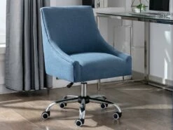 Chaise De Bureau - Tissu - Bleu - Hauteur Réglable - WONDIO