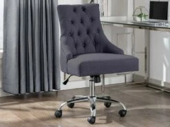 Chaise De Bureau - Tissu - Gris - Hauteur Réglable - MERVIA