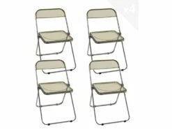 Lot De 4 Chaises Pliables Transparentes Et Chrome RAMA (Ambre)
