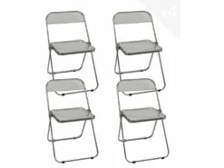Lot De 4 Chaises Pliables Transparentes Et Chrome RAMA (Transparent)
