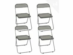 Lot De 4 Chaises Pliables Transparentes Et Chrome RAMA (Gris)