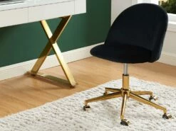 Chaise De Bureau - Velours - Noir - Hauteur Réglable - MELBOURNE