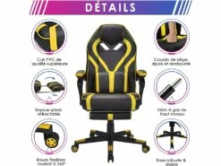 Chaise Gaming Cuir PVC, Siège Gamer Pivotante Ergonomique -mobilier de bureau Shop siege de bureau 13837437