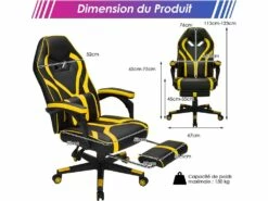 Chaise Gaming Cuir PVC, Siège Gamer Pivotante Ergonomique -mobilier de bureau Shop siege de bureau 13837439