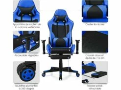Chaise Gaming, Siège Gamer Pivotante Ergonomique 7 Chaise Gaming, Siège Gamer Pivotante Ergonomique -mobilier de bureau Shop siege de bureau 13837555
