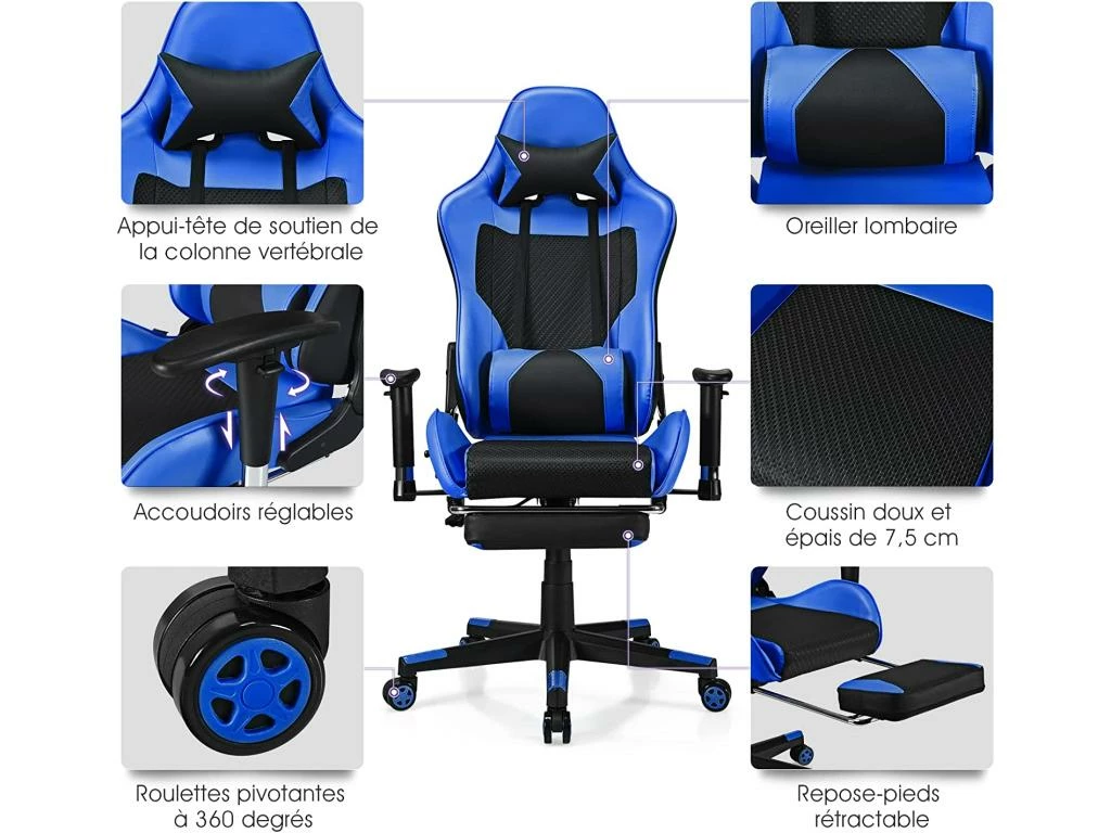 Chaise Gaming, Siège Gamer Pivotante Ergonomique 3 Chaise Gaming, Siège Gamer Pivotante Ergonomique – Image 3