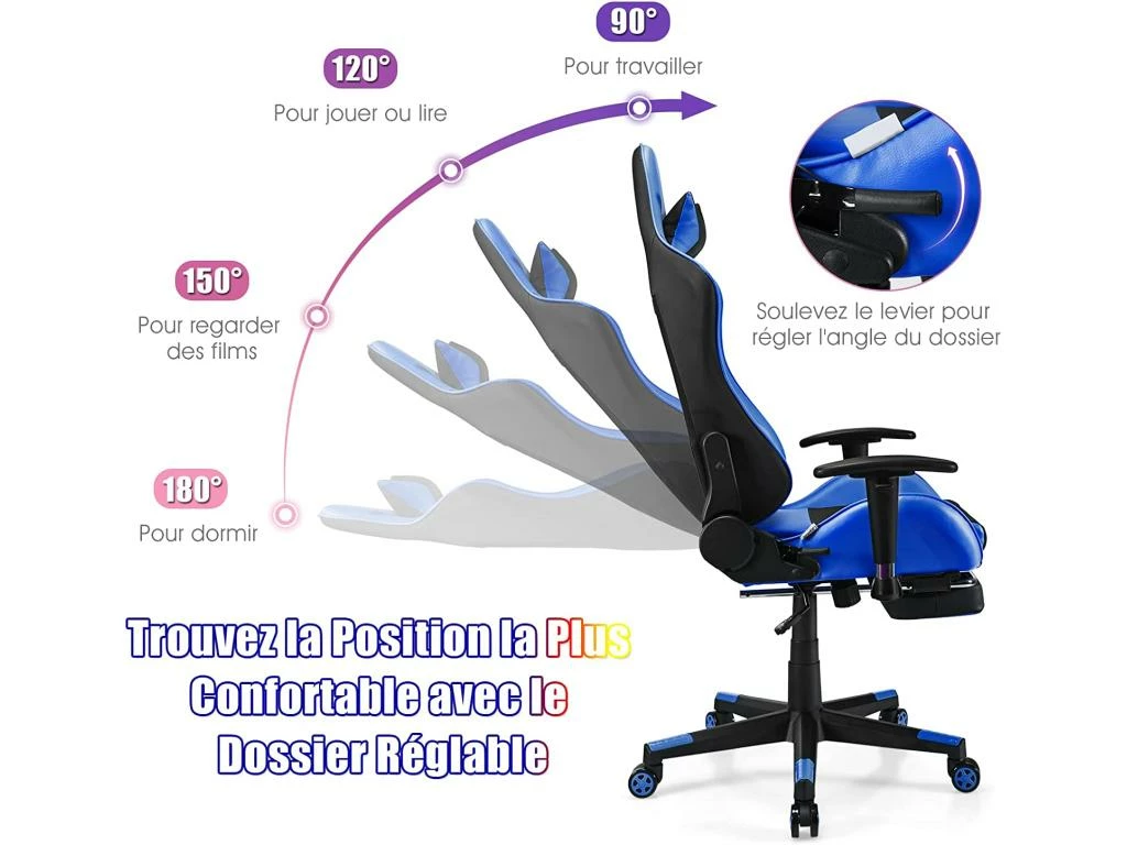 Chaise Gaming, Siège Gamer Pivotante Ergonomique 5 Chaise Gaming, Siège Gamer Pivotante Ergonomique – Image 5
