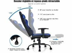 Fauteuil Gamer, Chaise Gaming Inclinable Avec Repose-pieds Télescopique Avec Appui-tête -mobilier de bureau Shop siege de bureau 13837585