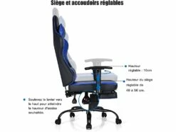 Fauteuil Gamer, Chaise Gaming Inclinable Avec Repose-pieds Télescopique Avec Appui-tête -mobilier de bureau Shop siege de bureau 13837587