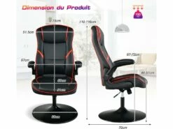 Chaise Gaming à Bascule Réglable En Hauteur, Siège Gamer Dossier De 90° à 118° 7 Chaise Gaming à Bascule Réglable En Hauteur, Siège Gamer Dossier De 90° à 118° -mobilier de bureau Shop siege de bureau 13838553