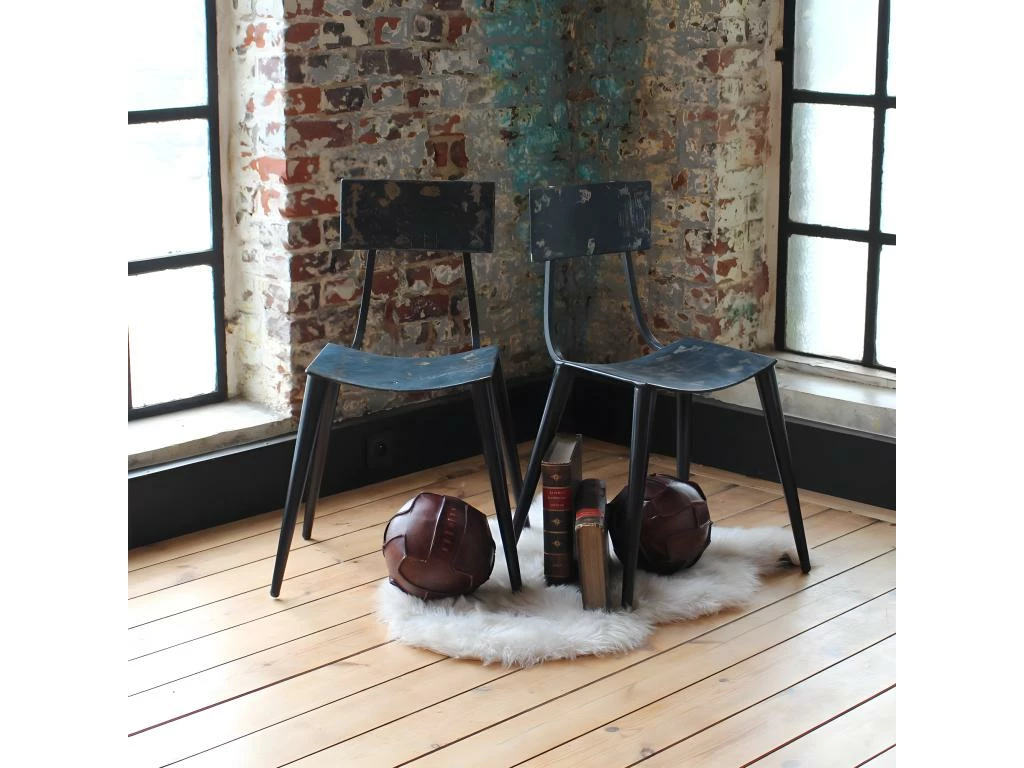 Chaise En Vieux Bidons Métal Victorine (lot De 2) 1 Chaise En Vieux Bidons Métal Victorine (lot De 2)