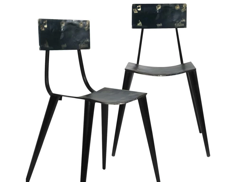 Chaise En Vieux Bidons Métal Victorine (lot De 2) 2 Chaise En Vieux Bidons Métal Victorine (lot De 2) – Image 2