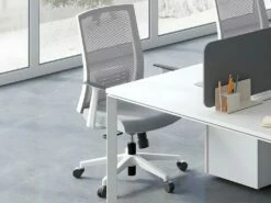Fauteuil De Bureau Ergonomique Professionnel - Tissu Et Nylon - Gris Et Blanc - FURNIA -mobilier de bureau Shop siege de bureau 1622867