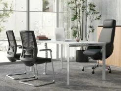 Chaise De Réunion Professionnelle - Tissu Et Métal Chromé - Noir - RULIO -mobilier de bureau Shop siege de bureau 1711997