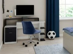 Chaise De Bureau MASURIE - Velours - Bleu Nuit - Hauteur Ajustable -mobilier de bureau Shop siege de bureau 18812673