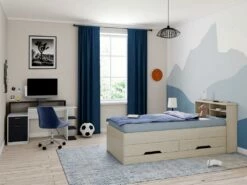 Chaise De Bureau MASURIE - Velours - Bleu Nuit - Hauteur Ajustable -mobilier de bureau Shop siege de bureau 18812675