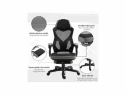 Fauteuil De Bureau Gaming STARSHIP Gris Et Noir -mobilier de bureau Shop siege de bureau 19164789