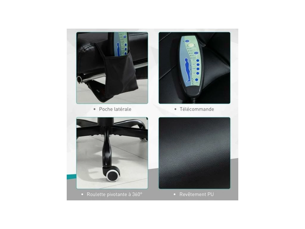 Fauteuil De Bureau Relaxant Massant BRANSON Noir 7 Fauteuil De Bureau Relaxant Massant BRANSON Noir – Image 7