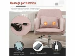 Chaise De Bureau Massante Velours INES Rose Poudré -mobilier de bureau Shop siege de bureau 19172011