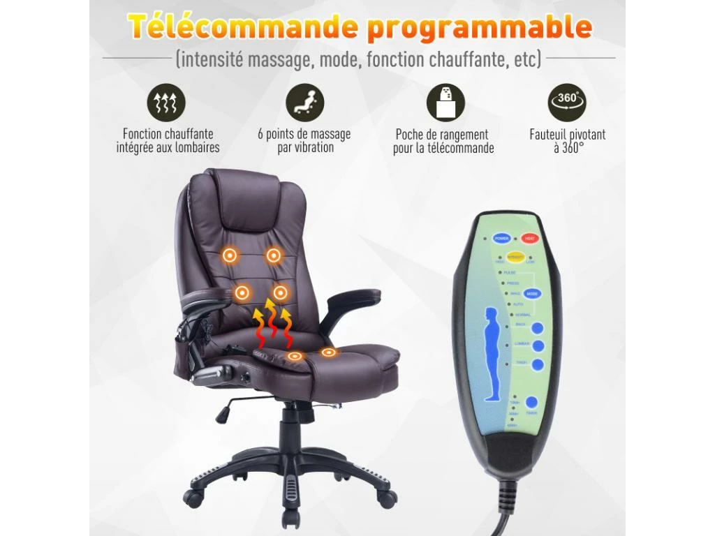 Fauteuil De Bureau Massant Baly Marron 3 Fauteuil De Bureau Massant Baly Marron – Image 3