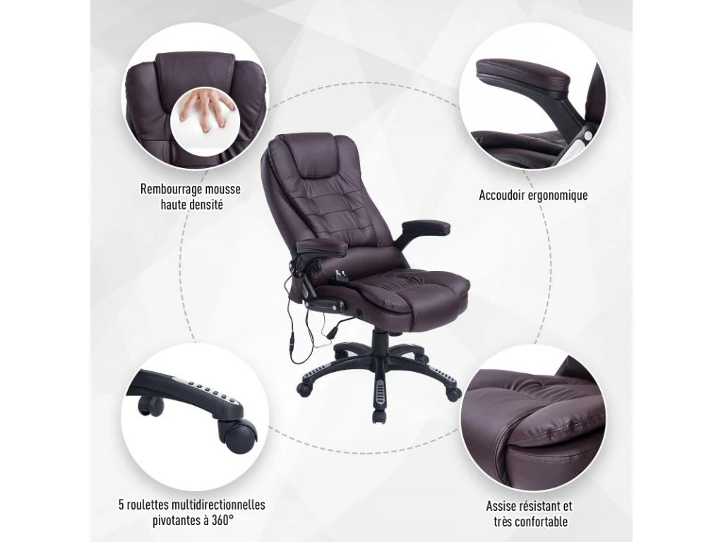 Fauteuil De Bureau Massant Baly Marron 4 Fauteuil De Bureau Massant Baly Marron – Image 4