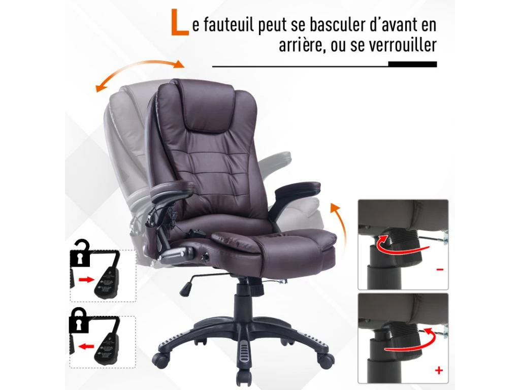Fauteuil De Bureau Massant Baly Marron 6 Fauteuil De Bureau Massant Baly Marron – Image 6