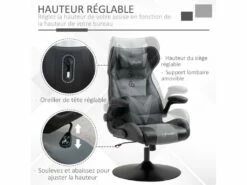 Fauteuil Gaming Réglable BRUCE Gris Et Noir -mobilier de bureau Shop siege de bureau 19172961