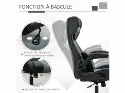Fauteuil Gaming Réglable BRUCE Gris Et Noir -mobilier de bureau Shop siege de bureau 19172963