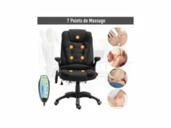 Fauteuil De Bureau Massant & Chauffant Clara Toile De Lin Noir -mobilier de bureau Shop siege de bureau 19172971