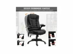 Fauteuil De Bureau Massant & Chauffant Clara Toile De Lin Noir -mobilier de bureau Shop siege de bureau 19172975