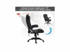 Fauteuil De Bureau Massant & Chauffant Clara Toile De Lin Noir -mobilier de bureau Shop siege de bureau 19172981