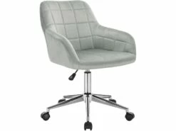 Tabouret De Bureau En Velours Gris Clair 19_0000168