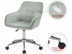 Tabouret De Bureau En Velours Gris Clair 19_0000168 -mobilier de bureau Shop siege de bureau 19809487