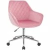 Fauteuils De Bureau Tabouret De Travail Avec Dossier En Velours Rose 19_0000110